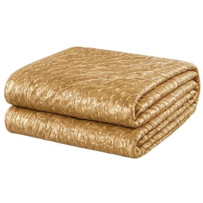 Manta Fio de Ouro Casal 190x210 100% Poliéster Toque Macio Luxo Caramelo Casa Scarpa