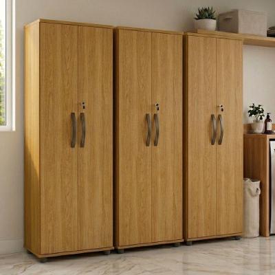 Kit 3 Armários Multiuso Caio 2 Portas 4 Prateleiras MDP 60CM Cinamomo
