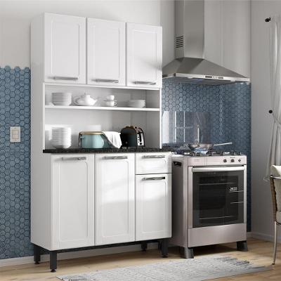 Kit Armário Aço para Cozinha Compacta com Balcão m 6 Portas 1 Gaveta Aço 105CM Off White Bertolini