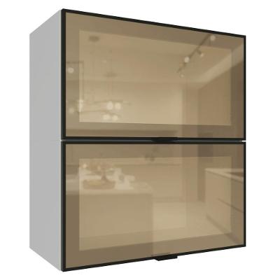 Kit 2 Armários Aéreos de Cozinha GRPR06000173 60CM 2 Portas Basculante Branco-preto Vidro Reflecta