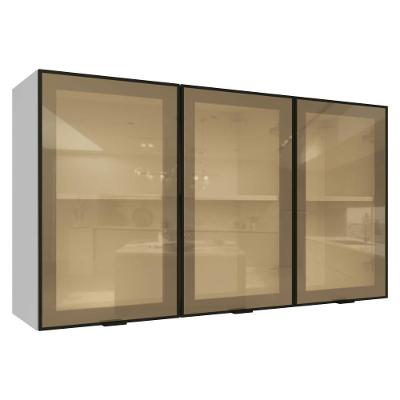 Kit 2 Armarios Aereos de Cozinha GRPR12000173 120CM 3 Portas MDF-MDP Vinil Vidro Reflecta Bronze