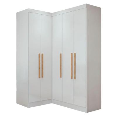 Guarda Roupas de Canto Modulado Closet Madrid 5 Portas MDP Branco Maxel Móveis