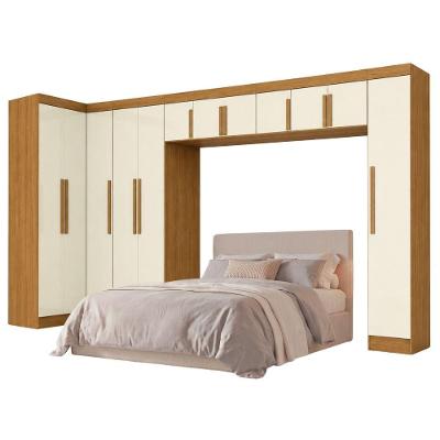Guarda Roupa Modulado de Canto Casal Madrid 12 Portas de Bater MDP Madeirado-Off White Maxel Móveis