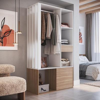 Guarda Roupa Solteiro Closet 1 Porta de Bater 1 Gaveta MDP Branco-madeirado Multimóveis 100CM