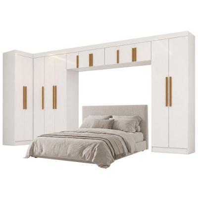 Guarda Roupa Modulado de Canto Madrid Quarto Completo 13 Portas MDP Branco Maxel Móveis