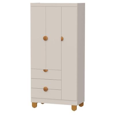 Guarda Roupa Infantil Apolo 3 Portas de Bater 3 Gavetas MDF Areia Fosco Reller Móveis