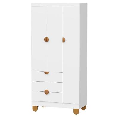 Guarda Roupa Infantil Apolo 3 Portas de Bater 3 Gavetas MDF Branco Fosco Reller Móveis