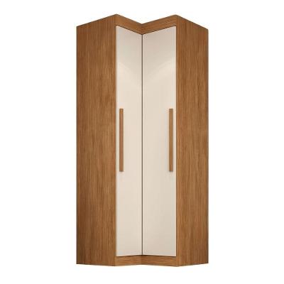 Guarda Roupa de Canto Modulado Madrid 2 Portas de Bater sem Gavetas MDP Madeirado-Off White Maxel