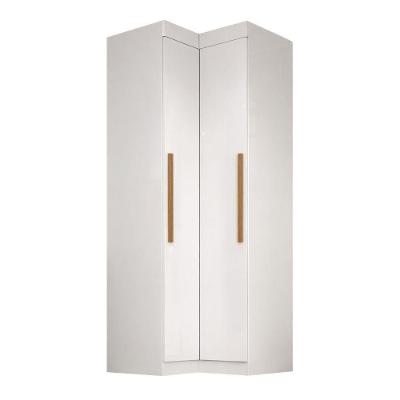 Guarda Roupa de Canto Modulado Madrid 2 Portas de Bater MDP Branco Maxel Móveis