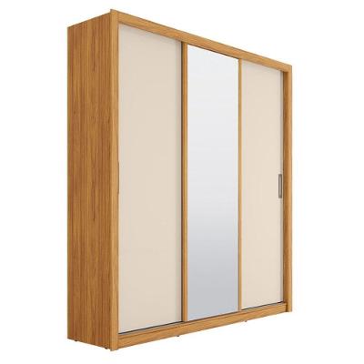 Guarda Roupa Casal Residence 3 Portas de Bater 3 Gavetas MDP Cinamon Off White Demóbile 210CM
