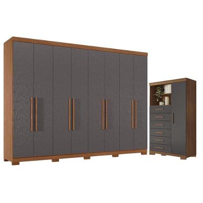 Guarda Roupa Casal Master New 8 Portas de Bater 4 Gavetas MDP Cômoda 1 Porta 6 Gavetas Jatobá Santos