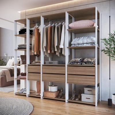 Guarda Roupa Casal Closet Modulado 6 Gavetas MDP Branco-madeirado Multimóveis 200CM