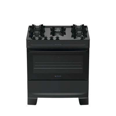 Fogão de Piso 5 Bocas Gás Atlas Mônaco Top Glass 5BC Mesa de Vidro Temperado Automático Preto Bivolt