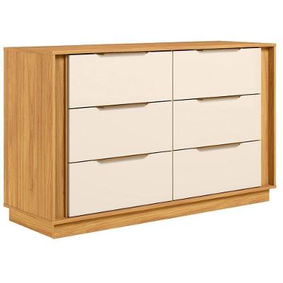 Cômoda Giardino 6 Gavetas MDP Puxador Metal Cinamon Off White Demóbile