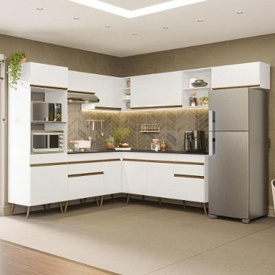 Cozinha Completa Modulada de Canto 12 Portas 2 Gavetas MDP 222CM Branca Multimóveis