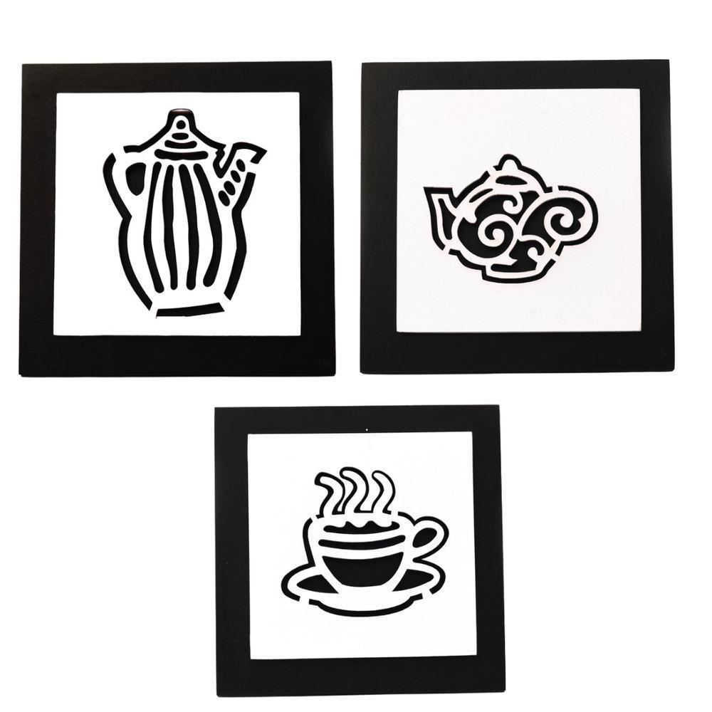 Kit Com 3 Quadros Para Cozinha 100% Mdf (21x21) Modelo 1 - 1