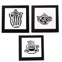 Kit Com 3 Quadros Para Cozinha 100% Mdf (21x21) Modelo 1 - 1