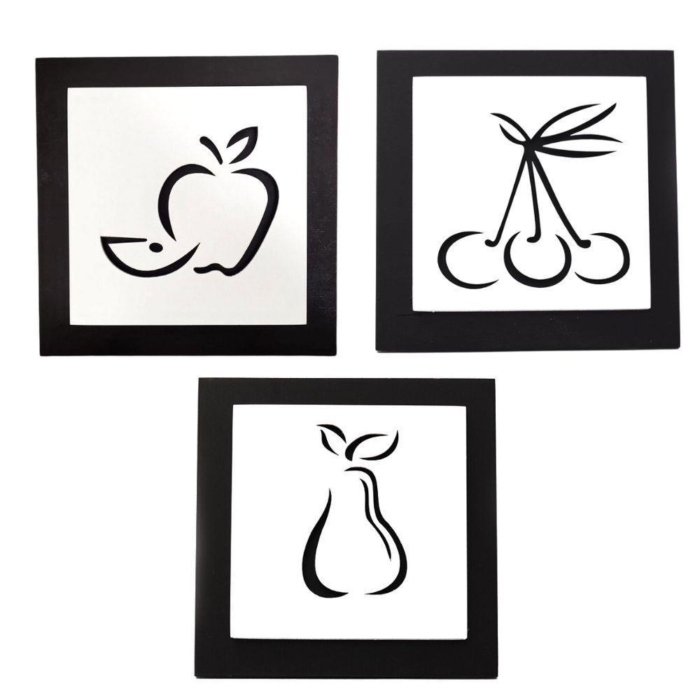 Kit Com 3 Quadros Para Cozinha 100% Mdf (21x21) Modelo 3 - 1