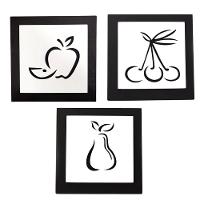 Kit Com 3 Quadros Para Cozinha 100% Mdf (21x21) Modelo 3 - 1