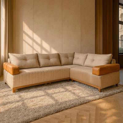 Sofá de Canto Leona Gold 4 Lugares 177CM Bege Linho Bom Pastor