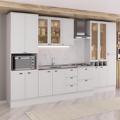 Cozinha Milla Downtown 15 Portas 5 Gavetas MDF 380CM Branca com Pés e Tampo Móveis Carraro
