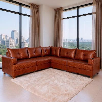 Sofá de Canto Essenza Luxo 5 Lugares Reclinável 257CM Terracota Bom Pastor
