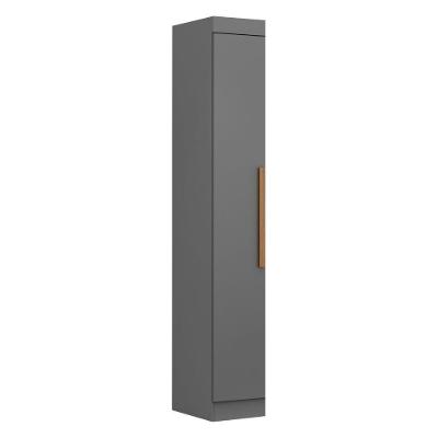Armário Multiuso para Lavanderia Madrid 1 Porta 4 Prateleiras 30CM Cinza Maxel Móveis