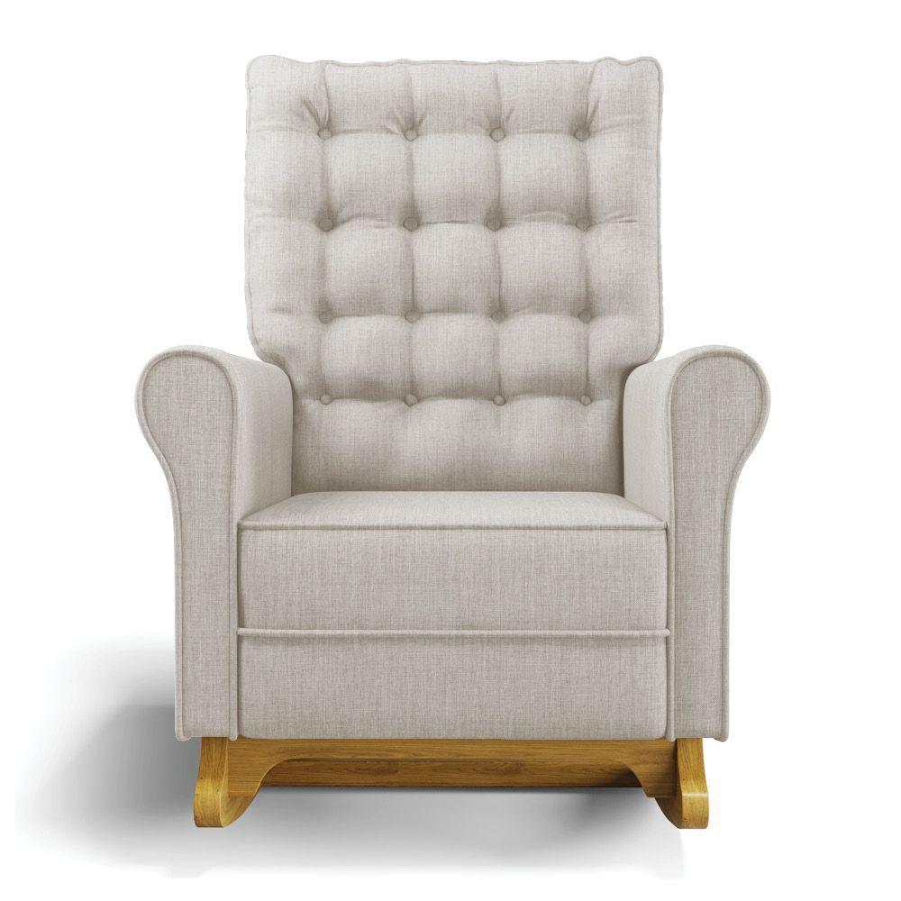 Poltrona De Amamentação Com Balanço Laura Linho Prata Tc180 Base De Madeira D'rossi - 6