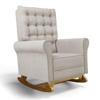 Poltrona De Amamentação Com Balanço Laura Linho Prata Tc180 Base De Madeira D'rossi - 1