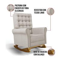 Poltrona De Amamentação Com Balanço Laura Linho Prata Tc180 Base De Madeira D'rossi - 3