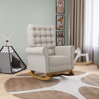 Poltrona De Amamentação Com Balanço Laura Linho Prata Tc180 Base De Madeira D'rossi - 7