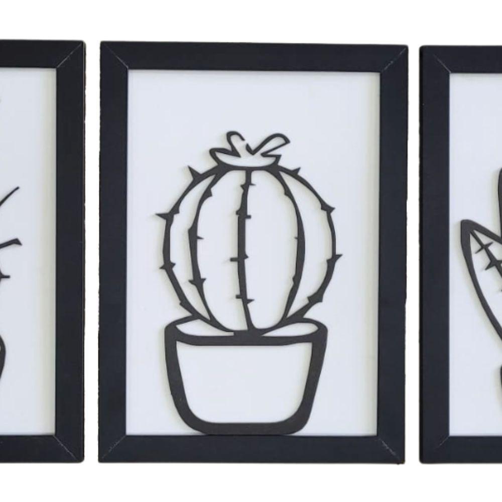 Kit Com 3 Quadros Personalizados Em Mdf (33x24,5) Kit 3 Quadros 3 - Preto - 4