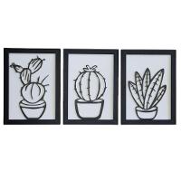 Kit Com 3 Quadros Personalizados Em Mdf (33x24,5) Kit 3 Quadros 3 - Preto - 1