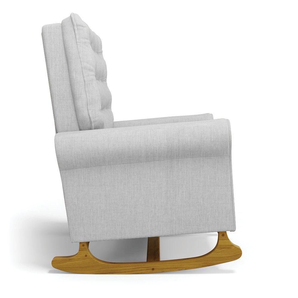 Poltrona De Amamentação Com Balanço Laura Linho Cinza Tc185 Base De Madeira D'rossi - 5