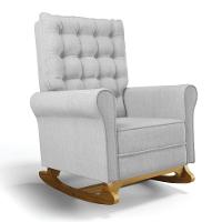 Poltrona De Amamentação Com Balanço Laura Linho Cinza Tc185 Base De Madeira D'rossi - 1