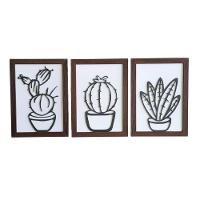 Kit Com 3 Quadros Personalizados Em Mdf (33x24,5) Kit 3 Quadros 3 - Marrom - 1