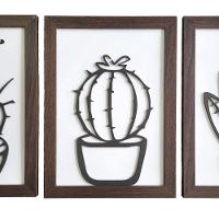 Kit Com 3 Quadros Personalizados Em Mdf (33x24,5) Kit 3 Quadros 3 - Marrom - 4