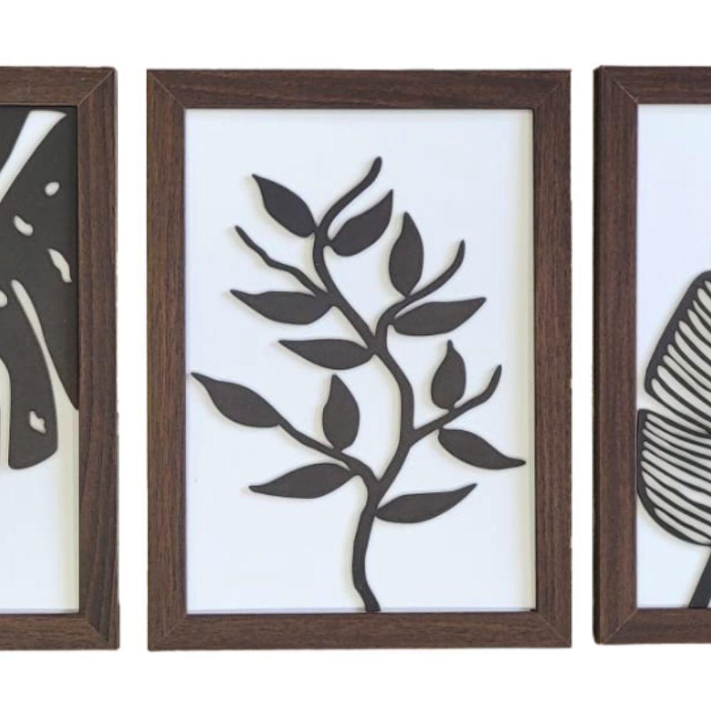 Kit Com 3 Quadros Personalizados Em Mdf (33x24,5) Kit 3 Quadros 2 - Marrom - 4