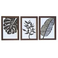 Kit Com 3 Quadros Personalizados Em Mdf (33x24,5) Kit 3 Quadros 2 - Marrom - 1
