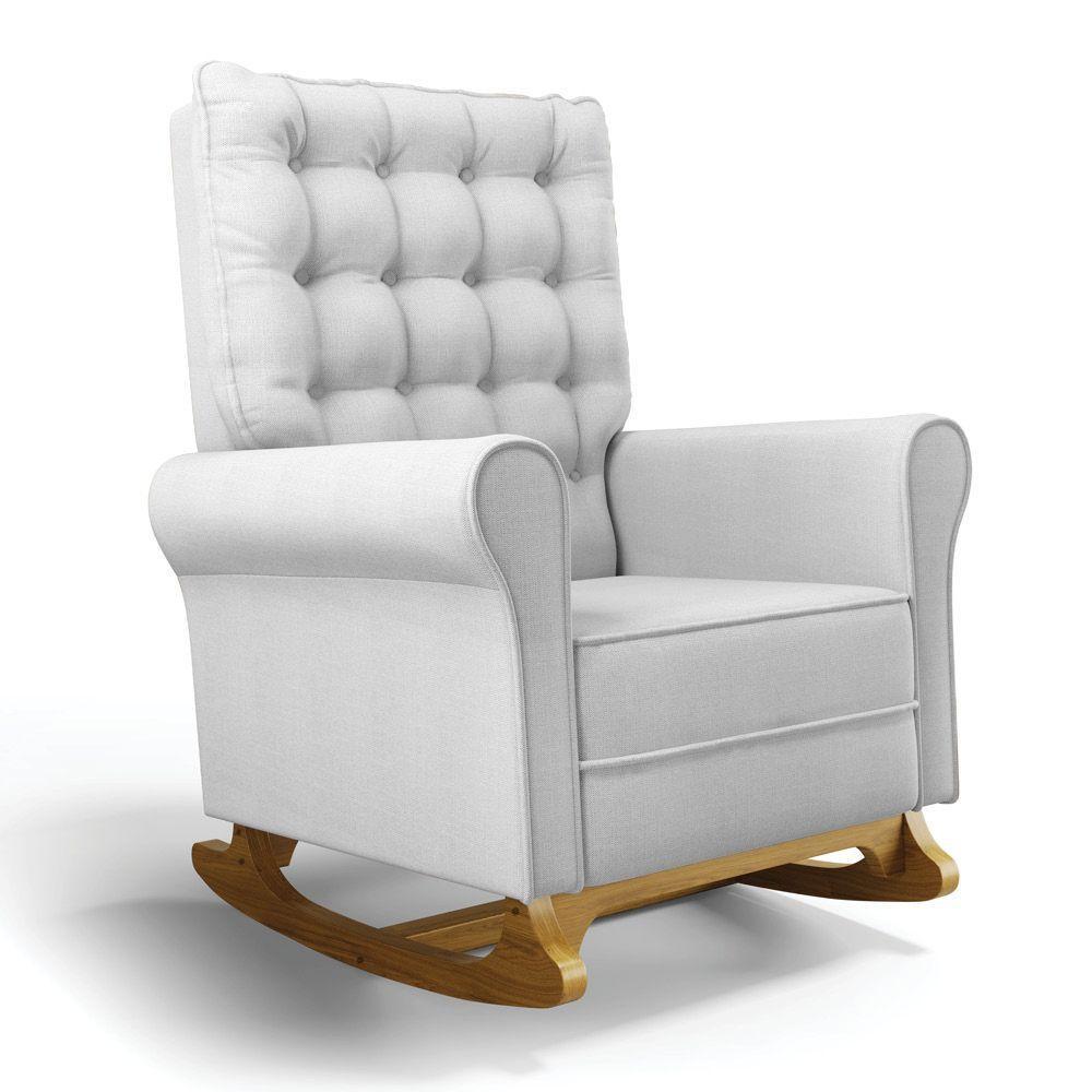 Poltrona De Amamentação Com Balanço Laura Linho Cinza Grosso Tc187 Base De Madeira D'rossi - 1