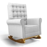 Poltrona De Amamentação Com Balanço Laura Linho Cinza Grosso Tc187 Base De Madeira D'rossi - 1