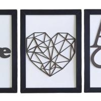 Kit Com 3 Quadros Personalizados Em Mdf (33x24,5) Kit 3 Quadros 1 - Preto - 4