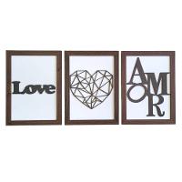Kit Com 3 Quadros Personalizados Em Mdf (33x24,5) Kit 3 Quadros 1 - Marrom - 1