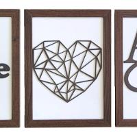 Kit Com 3 Quadros Personalizados Em Mdf (33x24,5) Kit 3 Quadros 1 - Marrom - 4