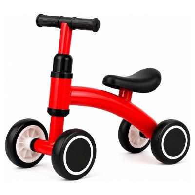 Bicicleta de Equilíbrio Infantil sem Pedal 4 Rodas Assento Anatômico Guidão com Limitador Vermelho