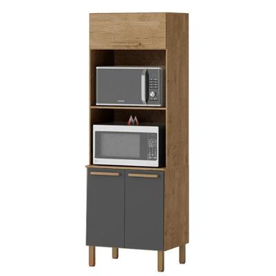 Torre Quente Cozinha Clarice 2 Portas 2 Prateleiras MDP 15mm 70CM Grafite Milani Movelaria