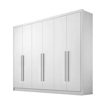 Guarda Roupa Casal Montebello 6 Portas de Bater 6 Gavetas MDF Neve Móveis Novo Horizonte