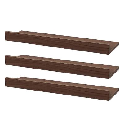 Prateleira Kit 3 Porta Quadros 60X15CM MDP Suporte Invisível Organizador Moderno Marrom Mercado 60CM