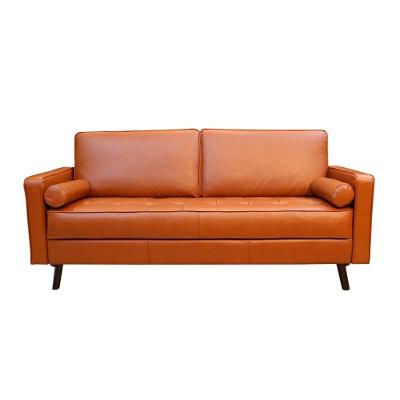 Sofá Stela 2 Lugares Fixo 190CM Marrom Couro Sintético Sallar Home