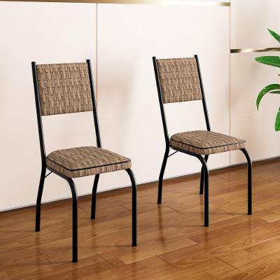 Kit 2 Cadeiras de Jantar 258 SF Aço Tubular Couro Sintético Preto Combo Stock